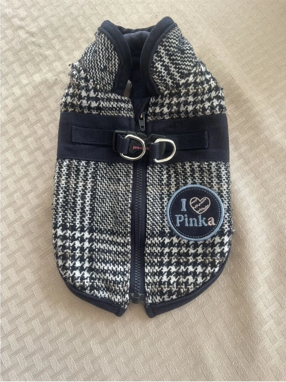 I ♥ Pinka Houndstooth Pet Vest - Blue & White
